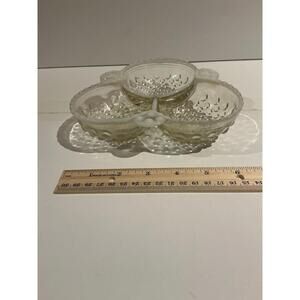 Vintage Fenton Opalescent Hobnail 3-Part Relish Dish Divided Bowl ca. 30's-50's